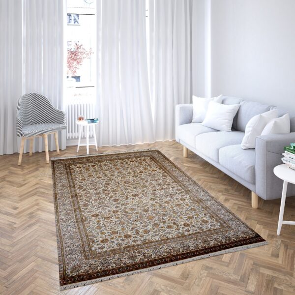 All over Floral Design Kashmiri Silk Carpet - Image 2