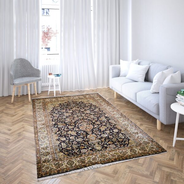 Tree of life Design Kashmiri Silk Handmade Handknotted Carpet - Image 2