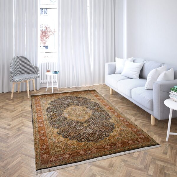 Kashmiri Silk Maqbool Kashan Carpet - Image 2
