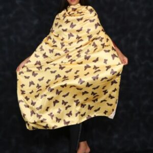Yellow Butterfly Print Pure Satin Stall