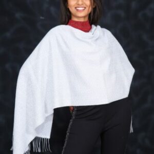 Zig-Zag Pashmina Hand Woven (White)