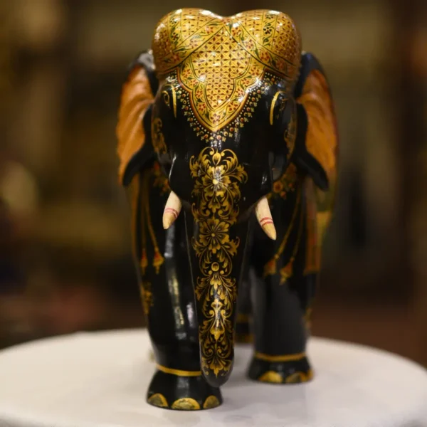 Teak Wood Elephant with colourful design