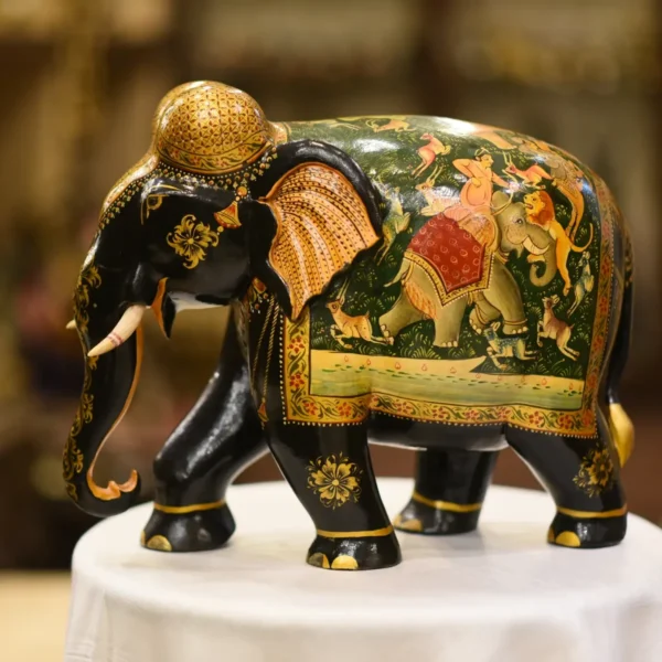 Teak Wood Elephant with colourful design - Image 4
