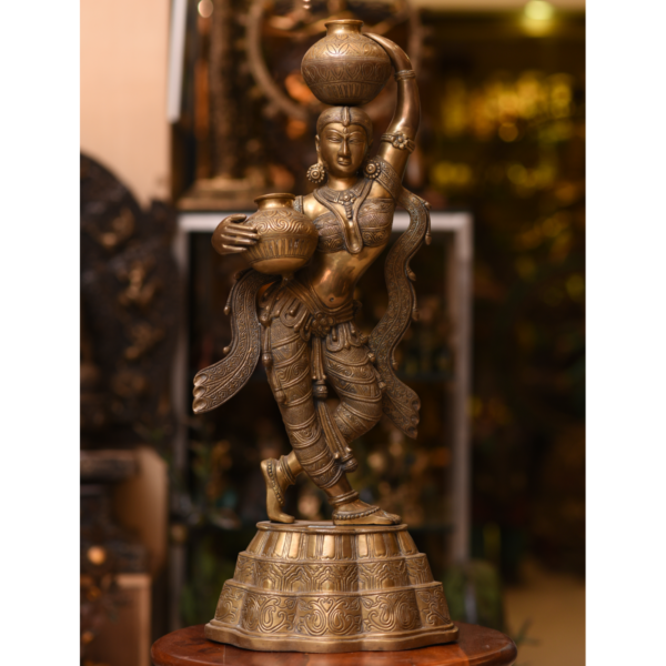 Handmade Brass Cauvery Lady/ Matka Lady Statue