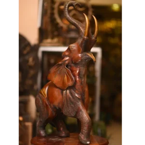 Wooden Elephant Roar Pose with red tint