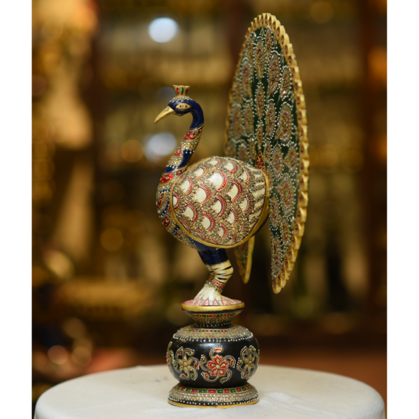 Hand painted Fancy Wood Peacock 12 inch - Image 3