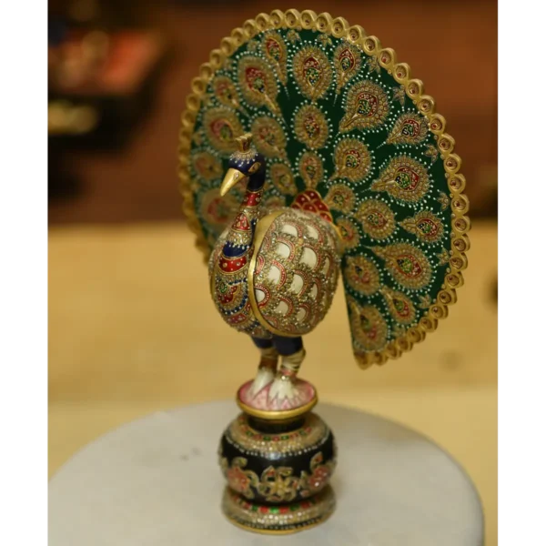 Hand painted Fancy Wood Peacock 12 inch - Image 2